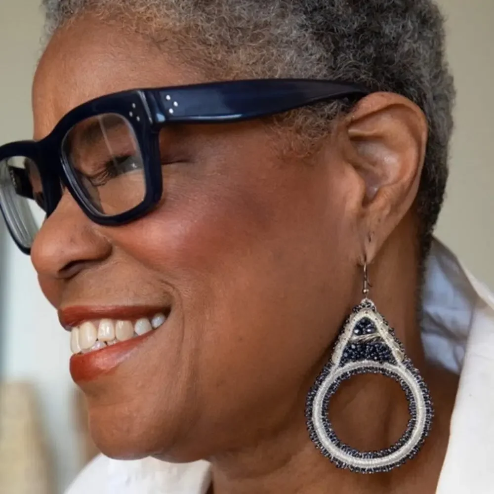Lori Weitzner Luna Statement Earrings Midnight Drop Circular Artisan Boho